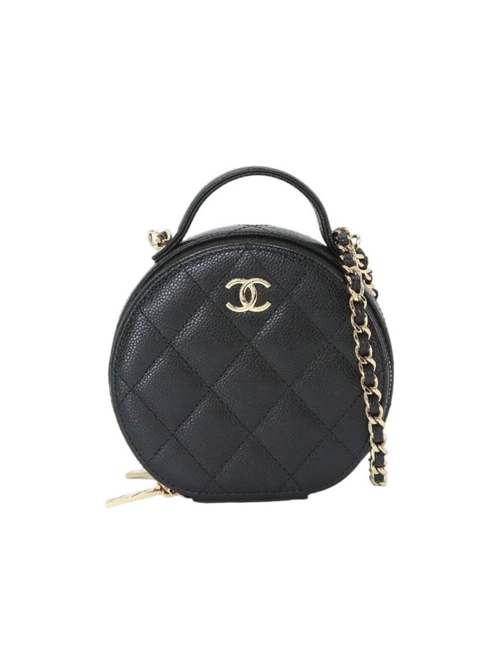 Chanel Quilted Small Vanity 2-Way Chain Shoulder Bag Caviar Leather Black